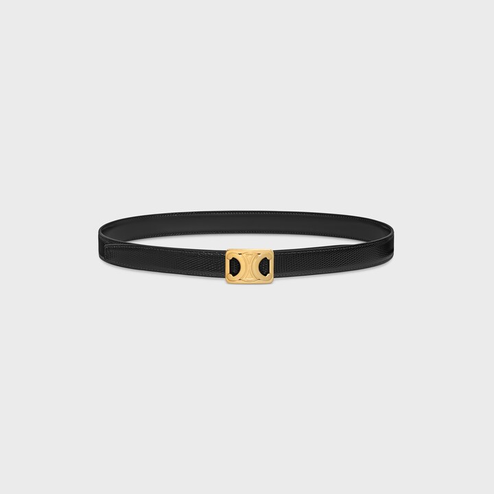 Replicate MEDIUM REVERSIBLE FRAMED TRIOMPHE BELT in TAURILLON AND LIZARD EMBOSSED CALFSKIN(1:1 replica)