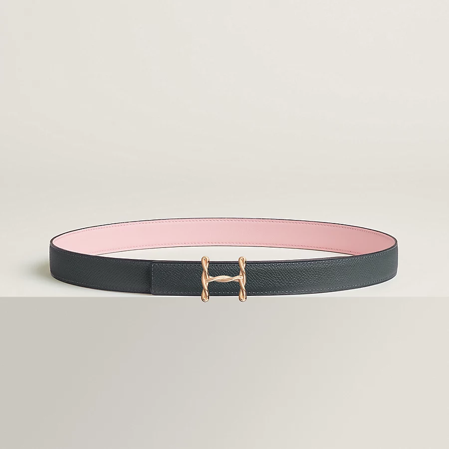 Replicate H Torsade belt buckle Reversible leather strap 24 mm(1:1 replica)