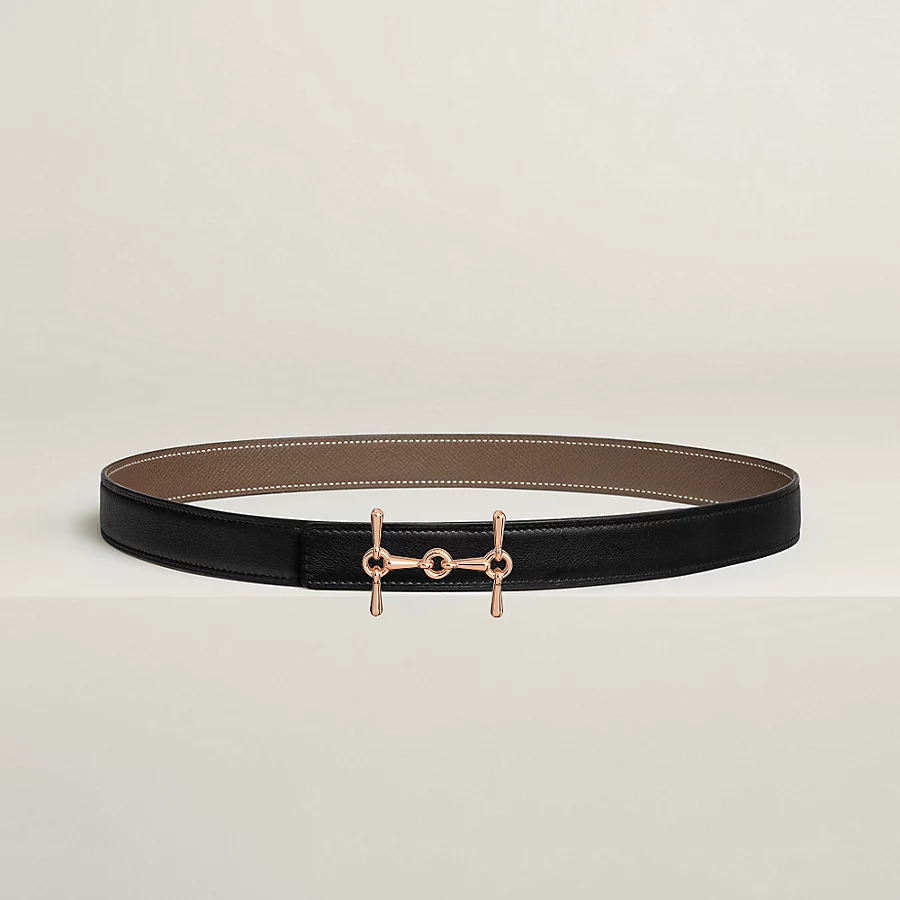Replicate H Equestre belt buckle Reversible leather strap 24 mm(1:1 replica)
