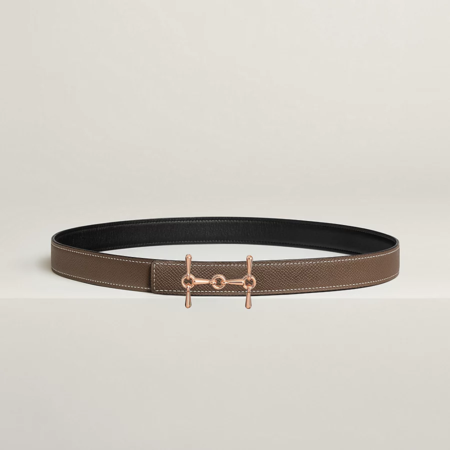 Replicate H Equestre belt buckle Reversible leather strap 24 mm(1:1 replica)