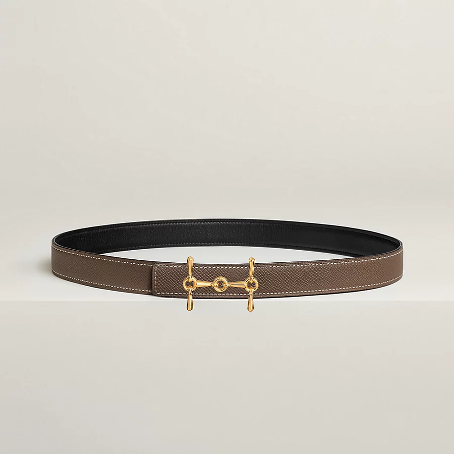 Replicate H Equestre belt buckle Reversible leather strap 24 mm(1:1 replica)