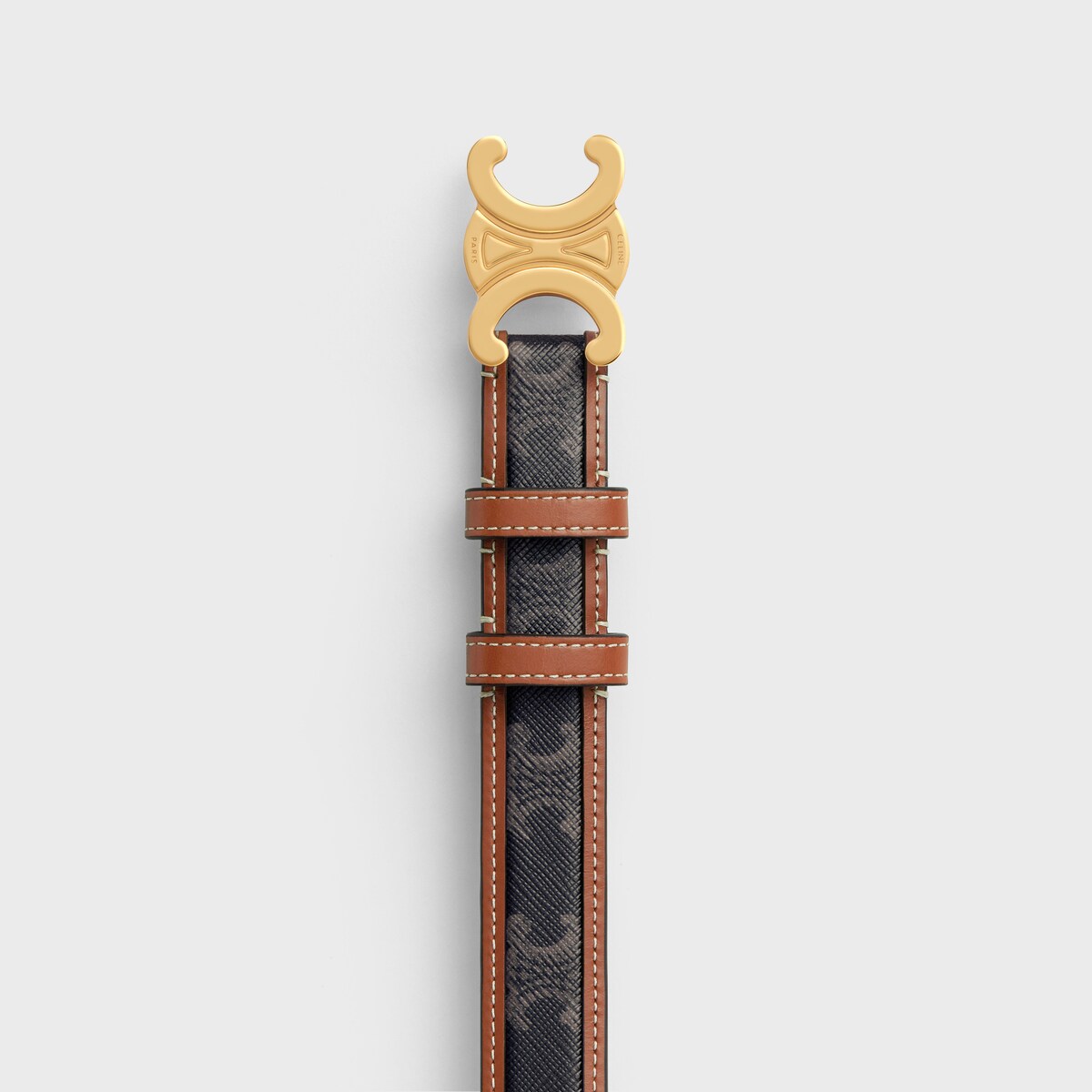 Replicate Medium Triomphe Belt in Triomphe Canvas and Calfskin(1:1 replica)