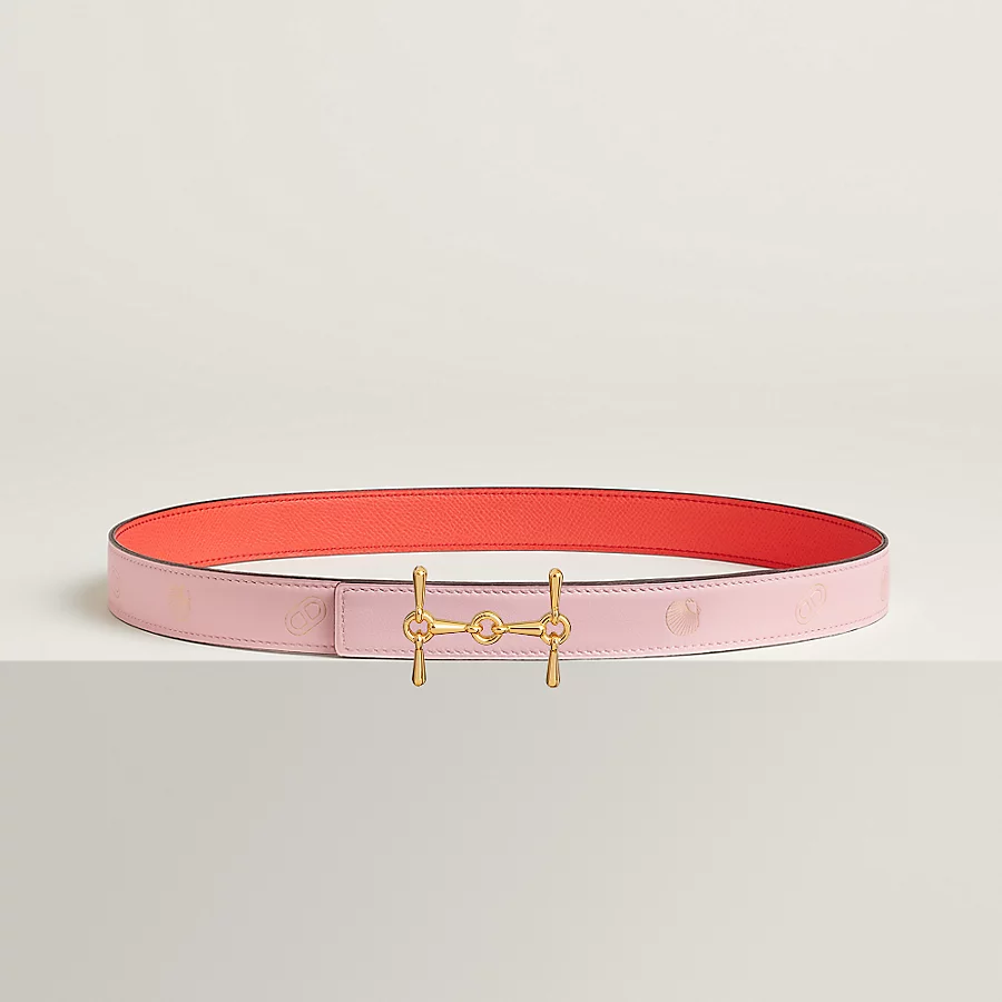 Replicate H Equestre belt buckle Hermès sur Mer reversible leather strap 24 mm(1:1 replica)