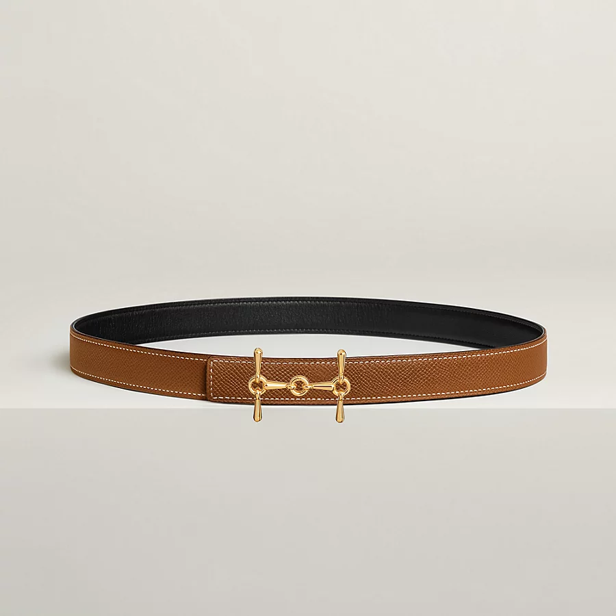 Replicate H Equestre belt buckle Reversible leather strap 24 mm(1:1 replica)