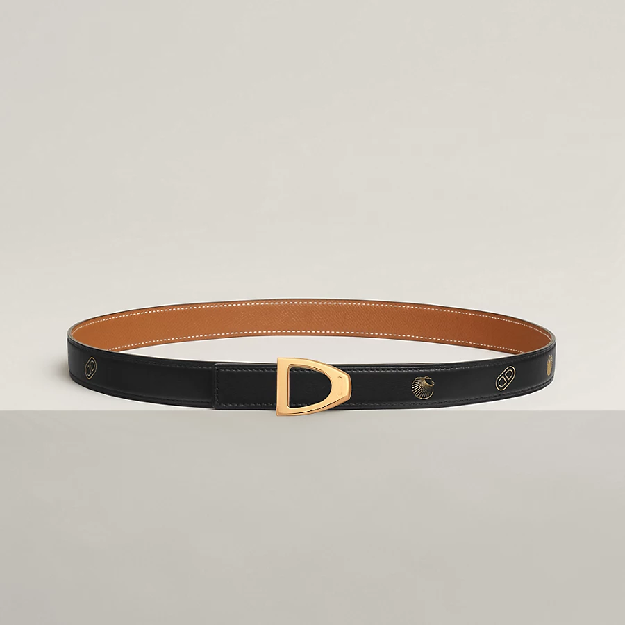 Replicate Cavaliere belt buckle Reversible leather strap 24 mm(1:1 replica)