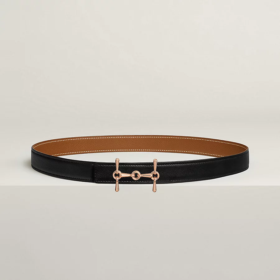 Replicate H Equestre belt buckle Reversible leather strap 24 mm(1:1 replica)