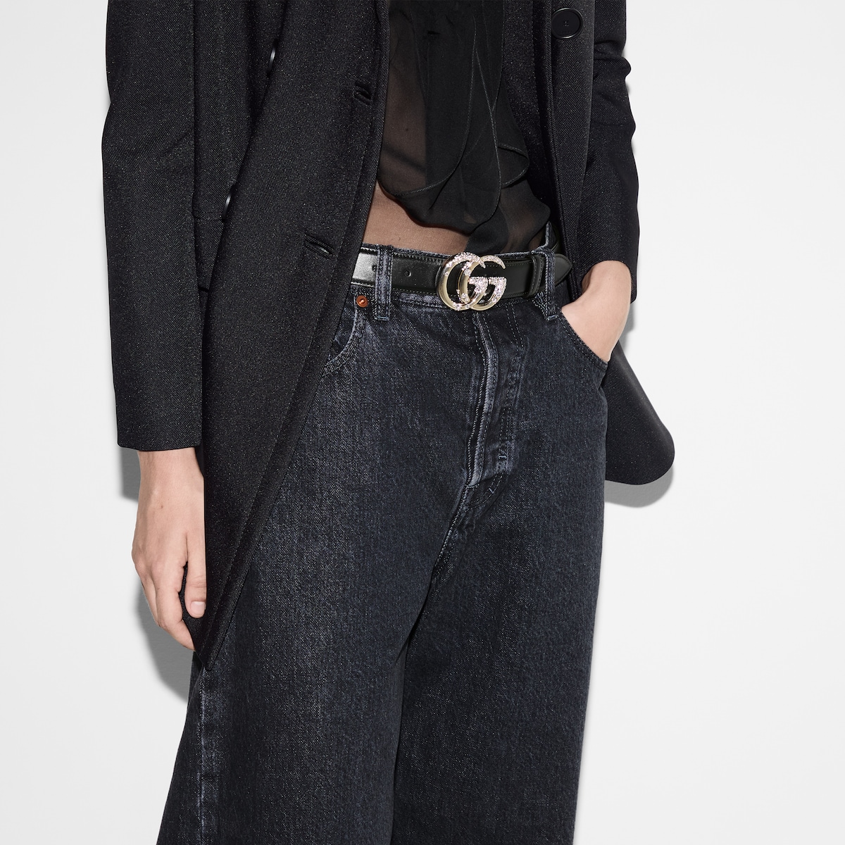 Replicate GG Marmont thin belt with beading(1:1 replica)