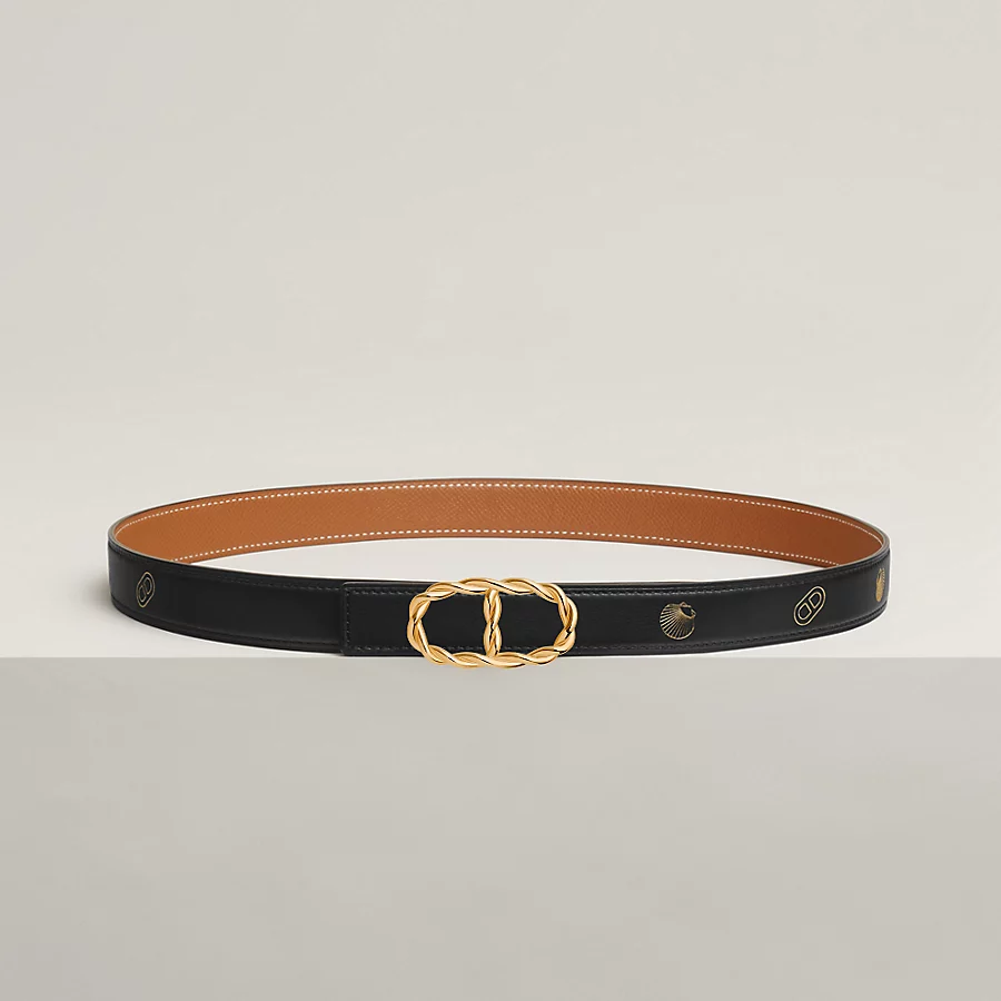 Replicate Maillon Torsade belt buckle Hermès sur Mer reversible leather strap 24 mm(1:1 replica)