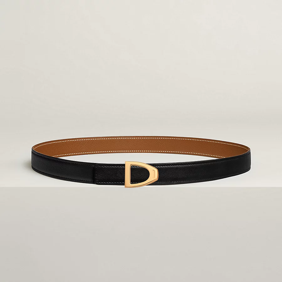Replicate Cavaliere belt buckle Reversible leather strap 24 mm(1:1 replica)