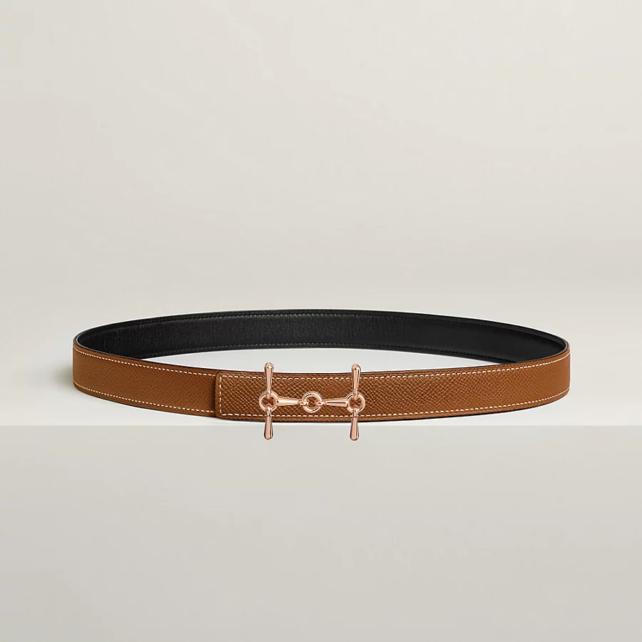 Replicate H Equestre belt buckle Reversible leather strap 24 mm(1:1 replica)