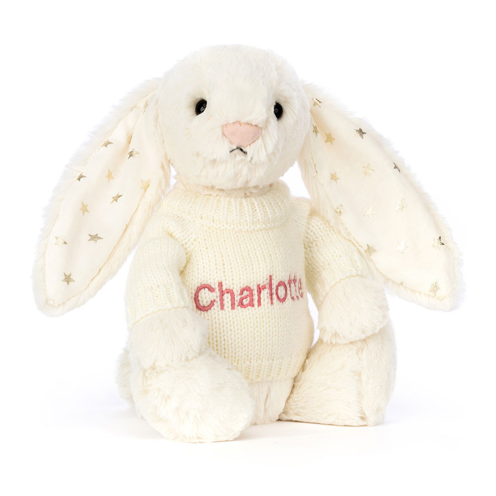 Bashful Twinkle Bunny With Personalised Cream Jumper