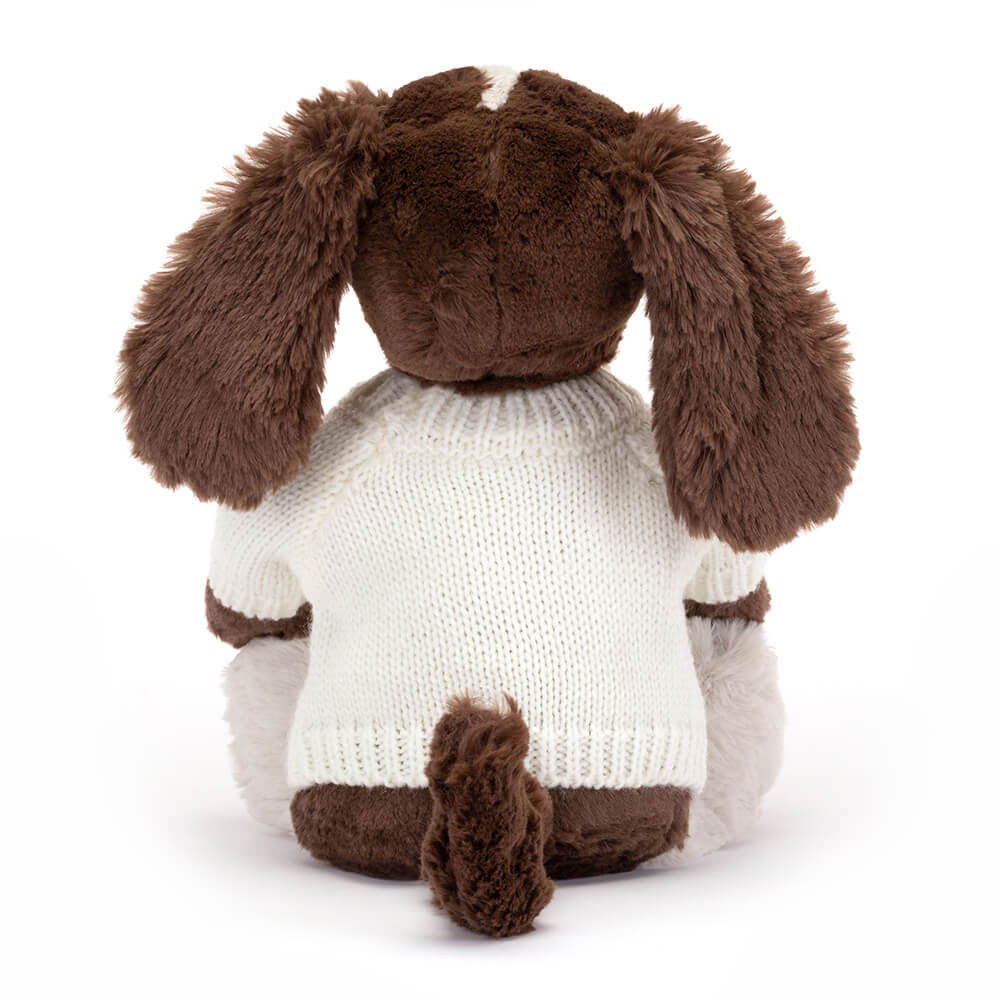 Bashful Fudge Puppy With Personalised Cream Jumper