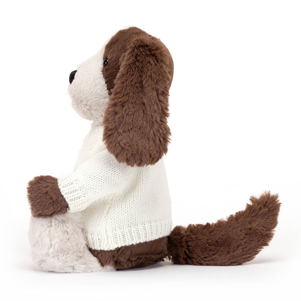 Bashful Fudge Puppy With Personalised Cream Jumper