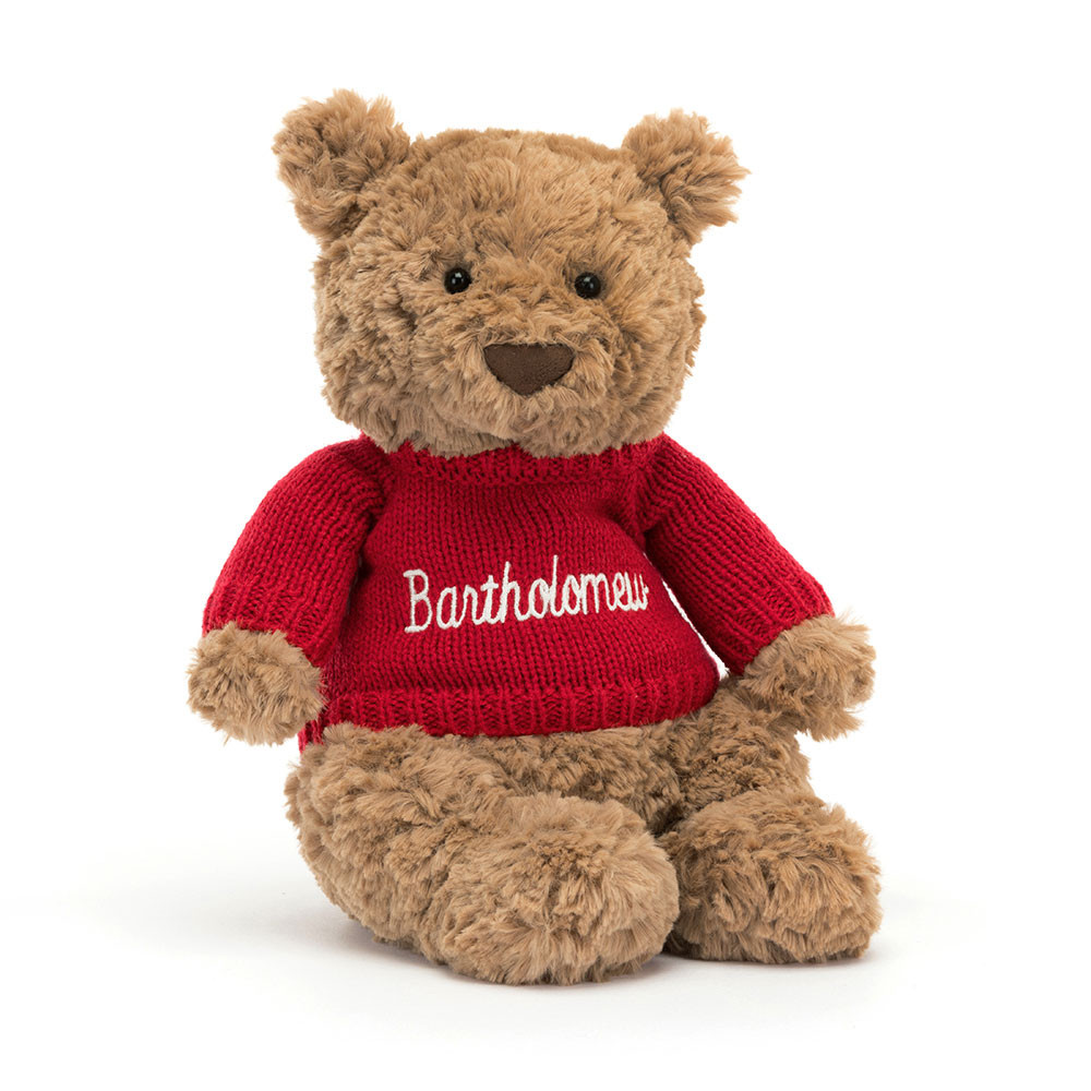 Bartholomew Bear With Personalised Red Jumper