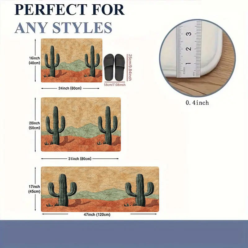 Flannel Rug - Cactus Desert Landscape Printed Flannel Doormat