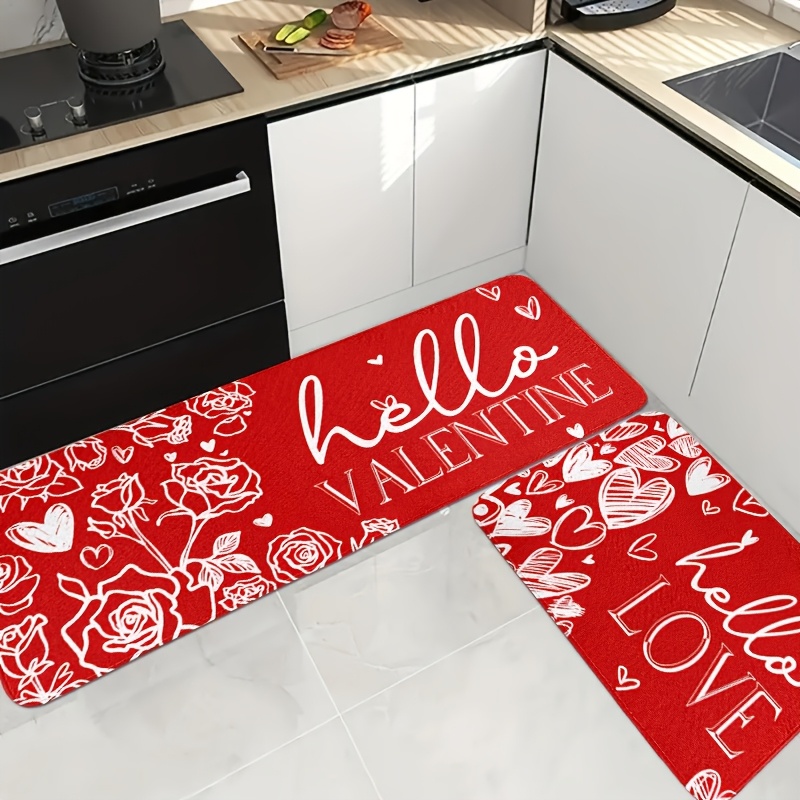 Flannel Rug - 3-Piece Set - Valentine's Day Heart Pattern Print