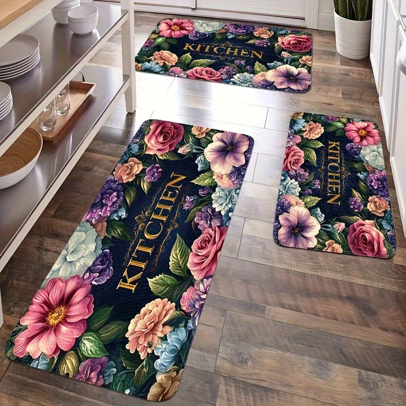 Flannel Rug - 3-Piece Set - Floral European Light Luxury Style