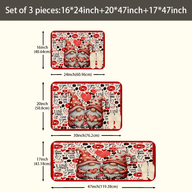 Flannel rug - Valentine's Day heart-shaped gnome pattern