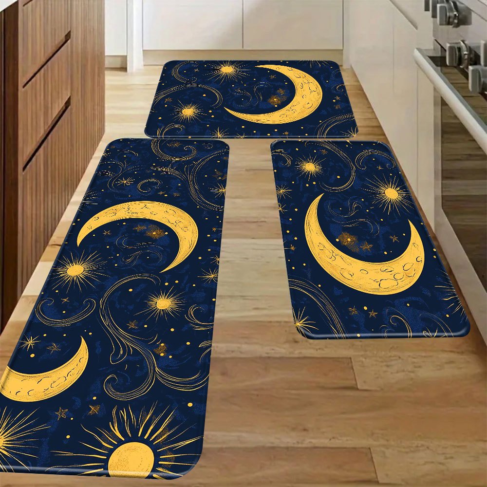Flannel rug - 3 piece set Sun and Moon Print