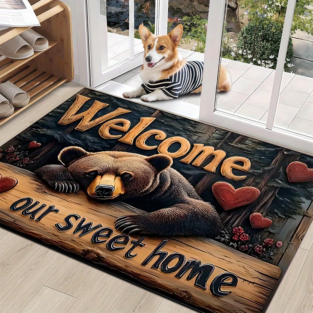 Flannel rug - Bear and Forest Pattern