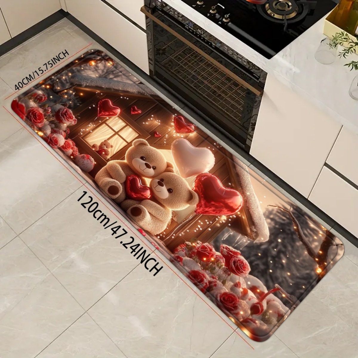 Flannel Rug - Cute Teddy Bear and Heart Pattern for Valentine's Day