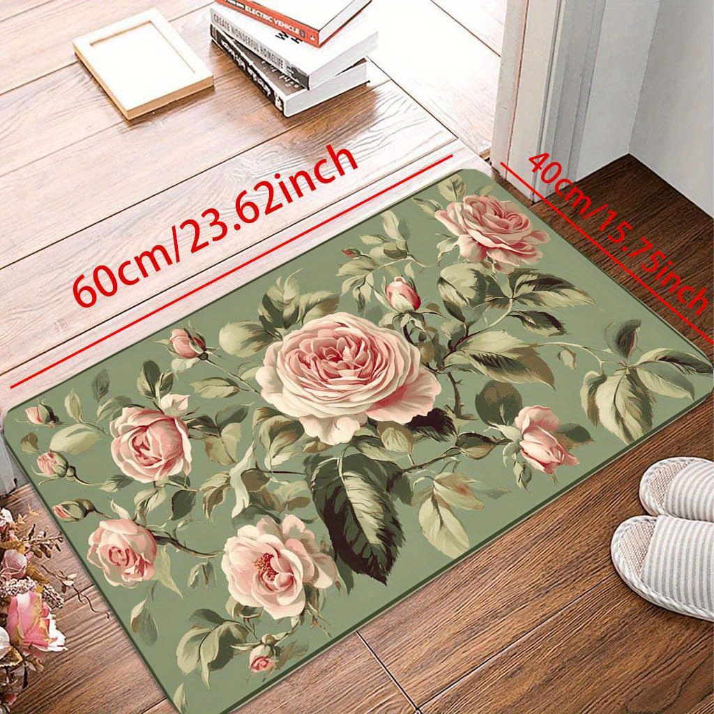 Flannel rug - vintage floral rose pattern