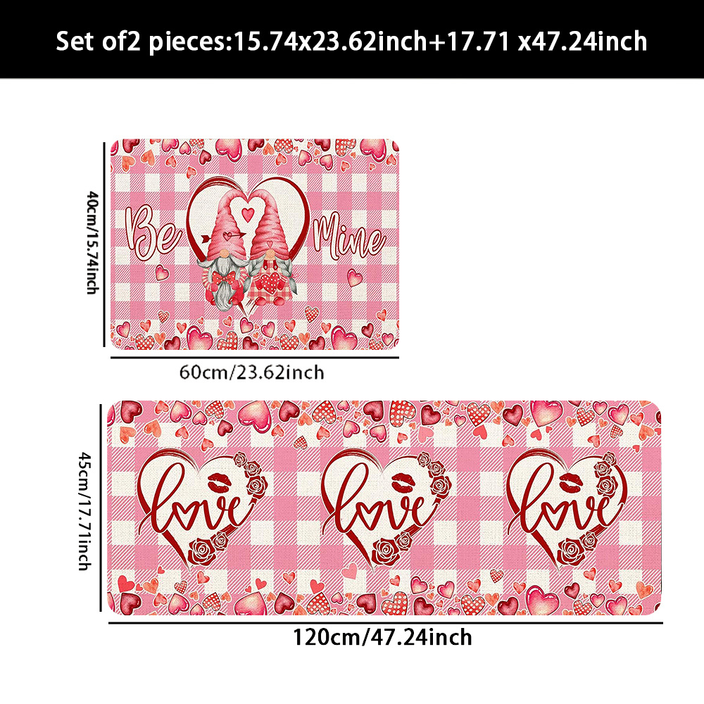 Flannel Rug 2-Piece Set - Valentine's Day Hats with Dwarf Pattern