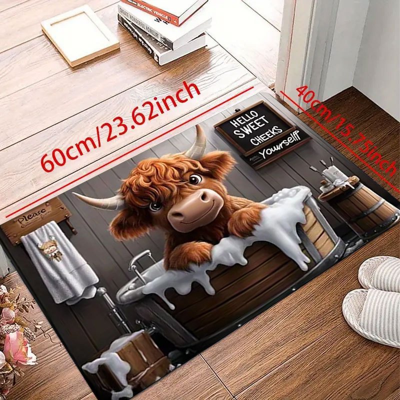 Flannel Rug - Cow Welcome Mat| Soft and Cute Scottish Cow Animal Pattern