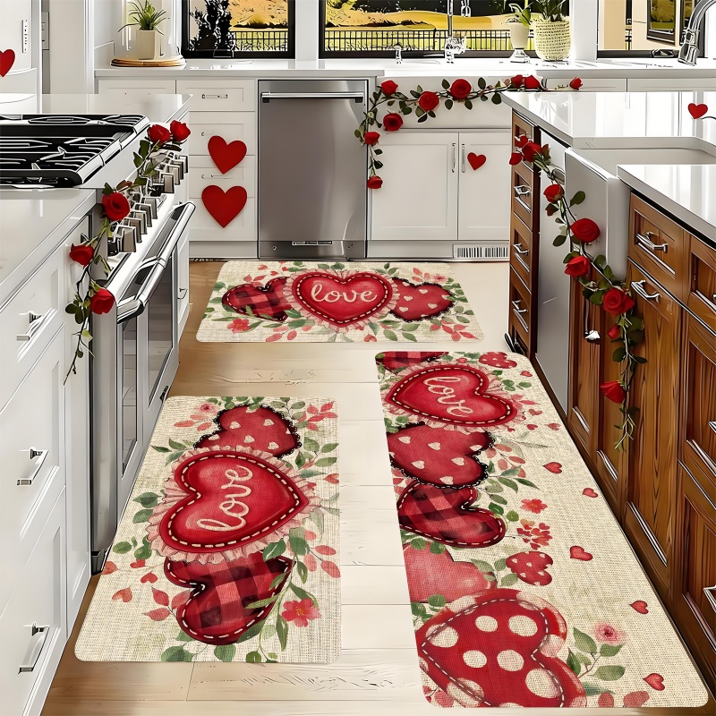Flannel rug - Valentine's Day heart pattern home decor