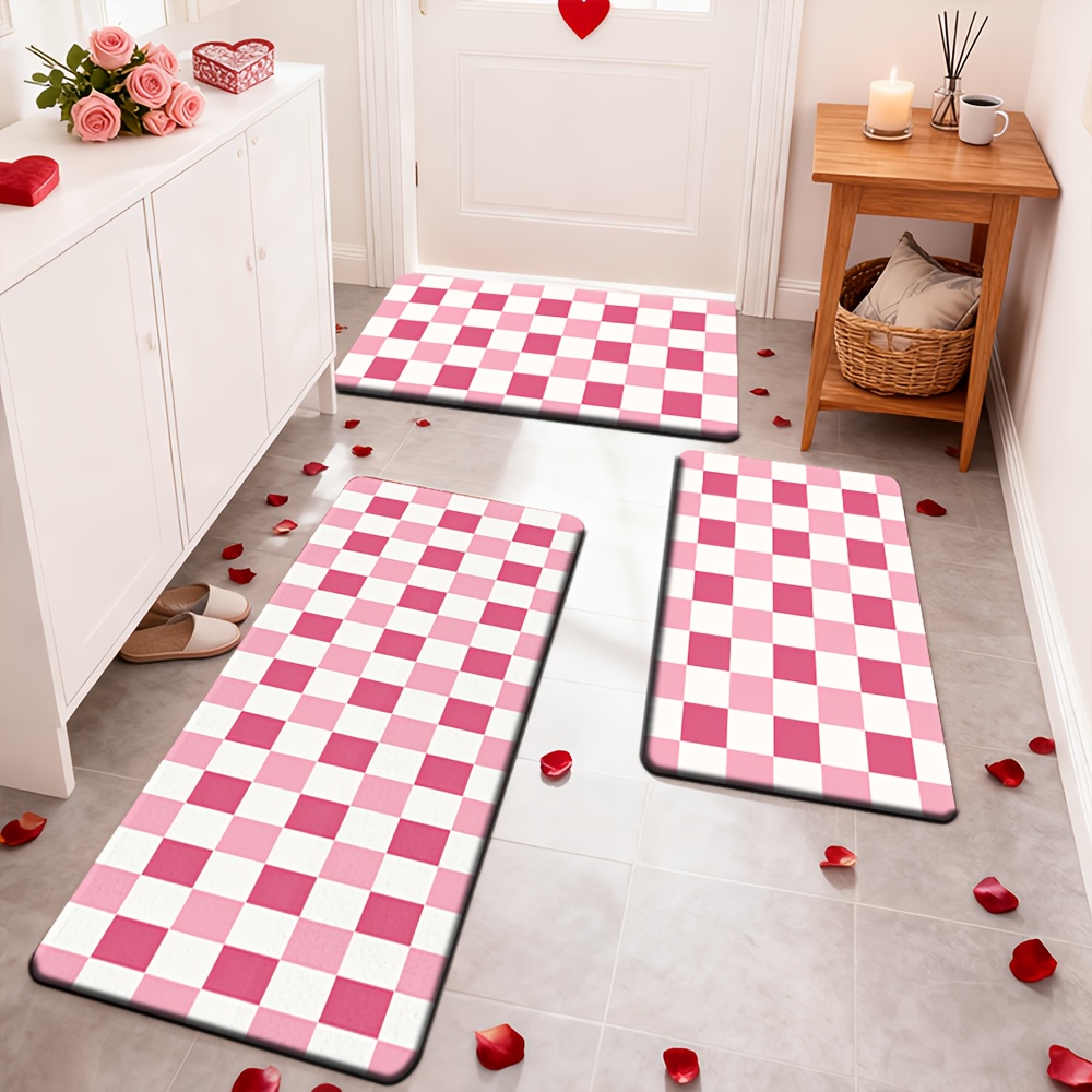 Flannel rug - Valentine's Day rug, pink plaid