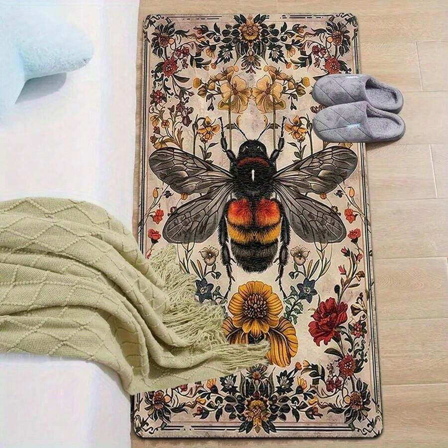 Flannel Rug - Vintage Bee Pattern Rug