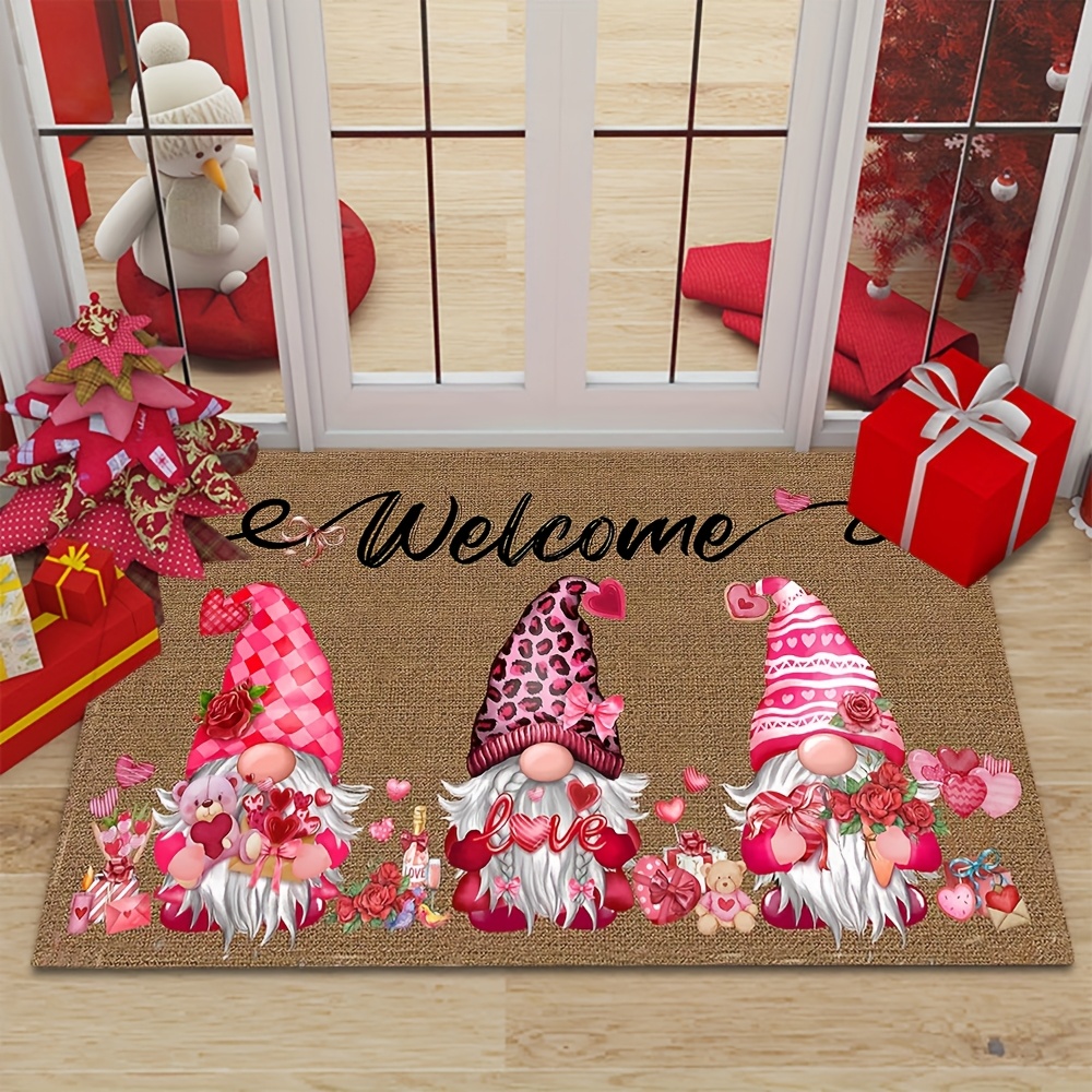 Flannel Rug - Cute Valentine's Day Pattern with Dwarf Red Roses and Hearts