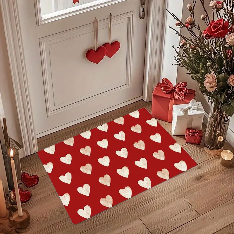 Flannel rug - Valentine's Day heart pattern home decor