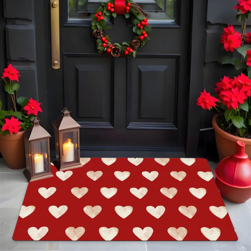 Flannel rug - Valentine's Day heart pattern home decor