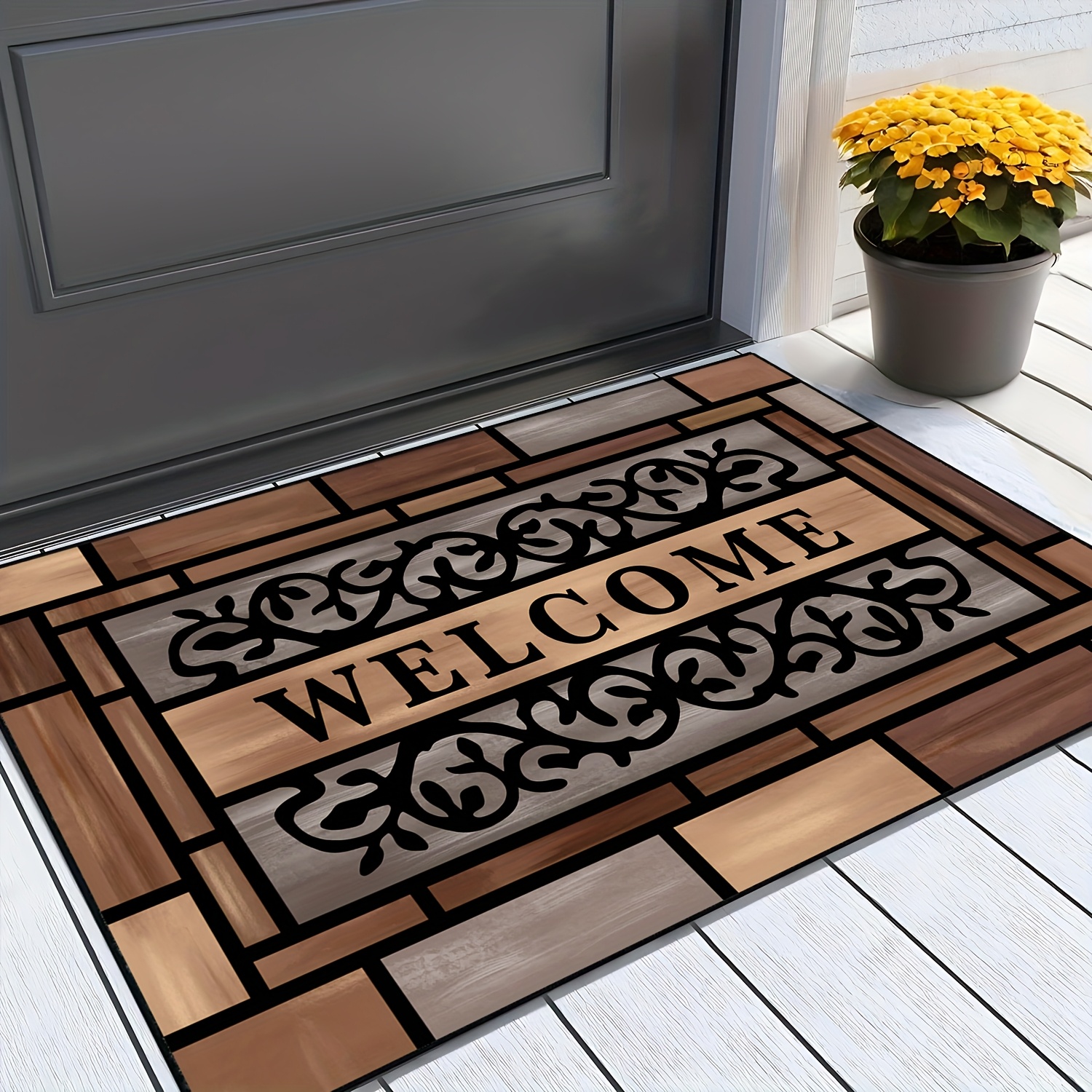 Flannel rug - Heavy-duty wooden welcome mat