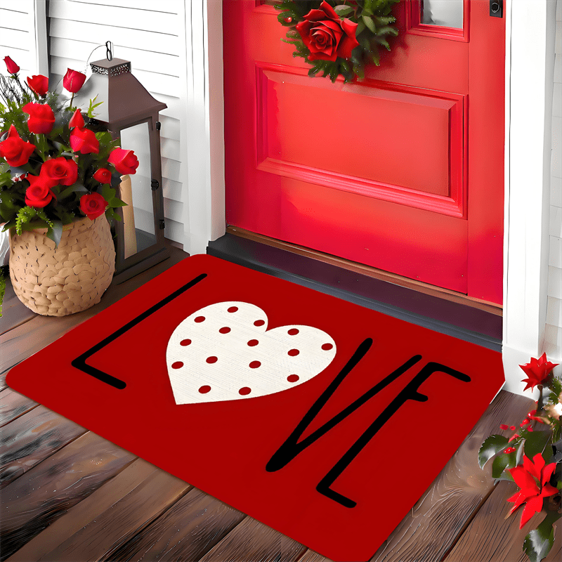 Flannel rug - Valentine's Day heart pattern home decor