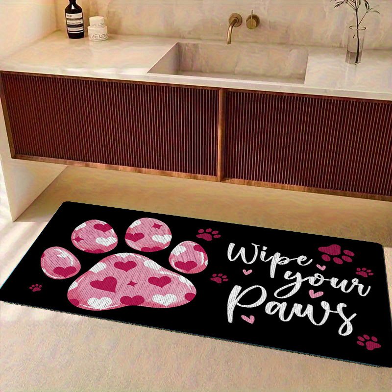 Flannel rug - Paw print welcome 