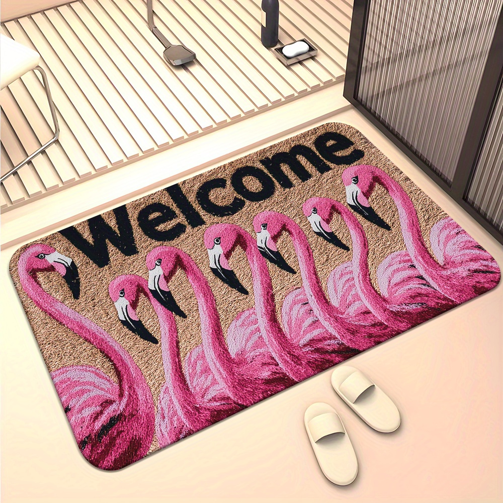 Flannel rug - Pink flamingo welcome