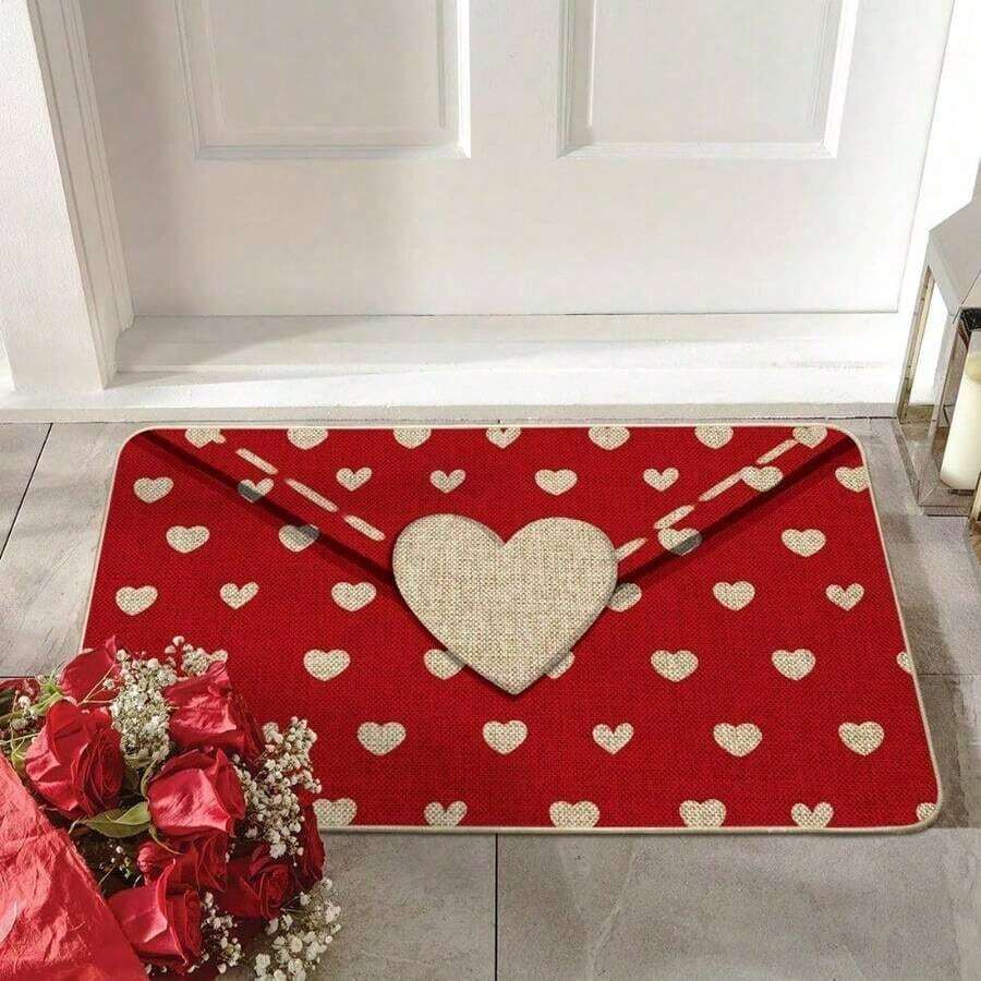 Flannel rug - Valentine's Day heart pattern home decor