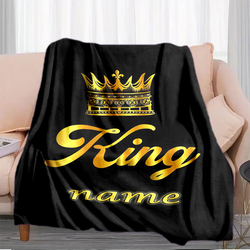 Flannel Blanket - Gold Crown Pattern