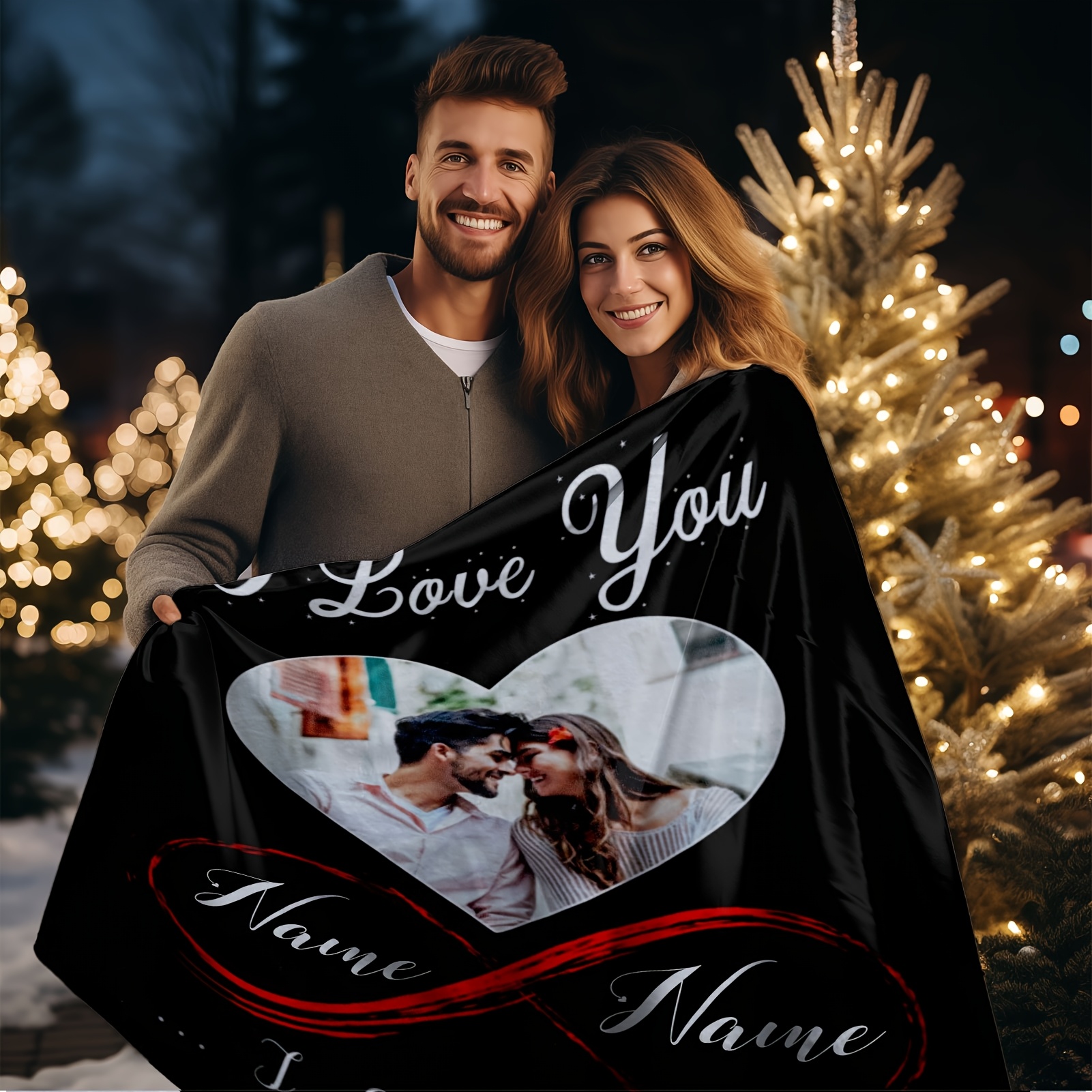 Flannel Blanket - Custom Photo Blanket with Heart Pattern