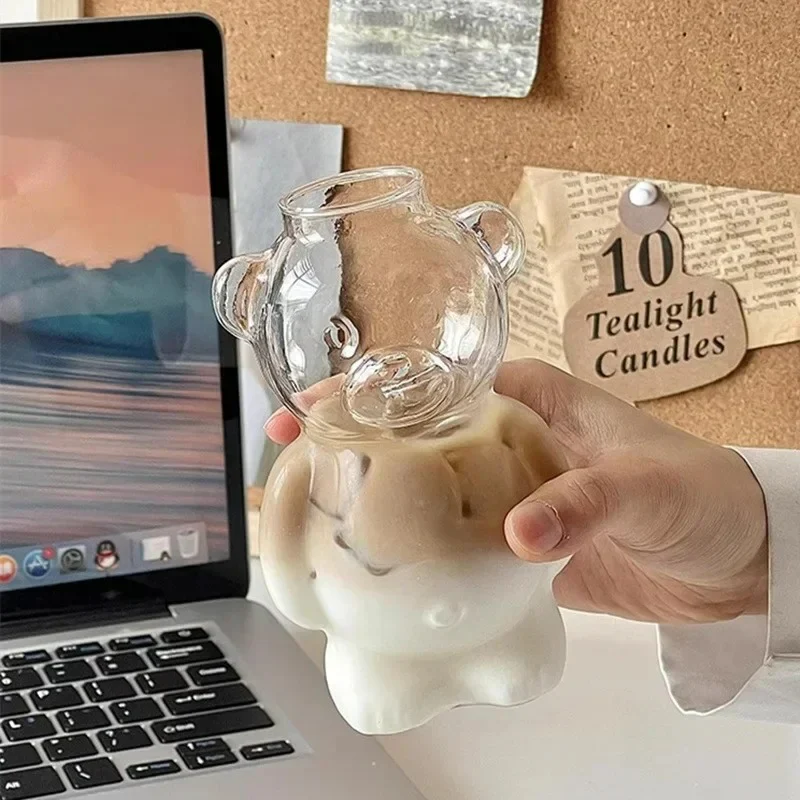 Kaffeetasse in Bärenform mit Strohhalm – Niedlicher Glaskrug für Kinder, Frauen und Freunde – Geschenkidee für Geburtstag und Weihnachten