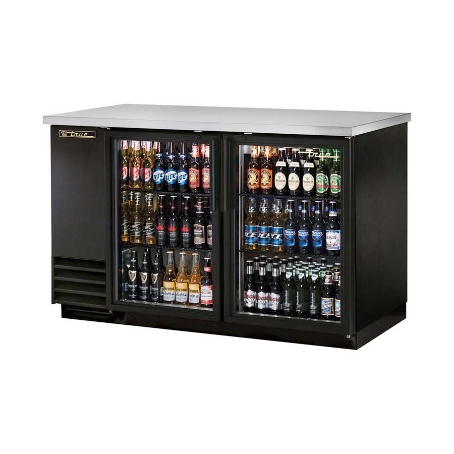 True TBB-2G-HC-LD Zwei-Sektionen Back Bar Kühlschrank mit Schwenk-Glastüren
