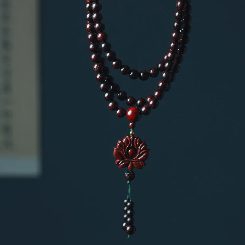 Mocoer Tibetan Small Leaf Red Sandalwood Lotus Mala Balance Bracelet - Mocoer