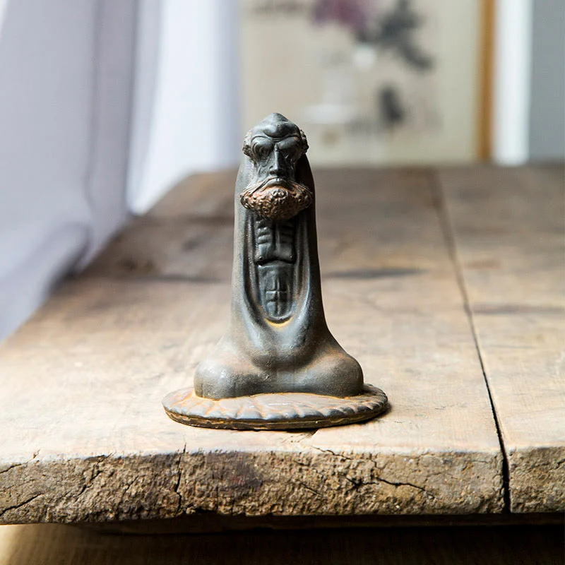 Mocoer Handmade Bodhidharma Iron Powder Rust Cast Resin Statue Home Decoration - Mocoer
