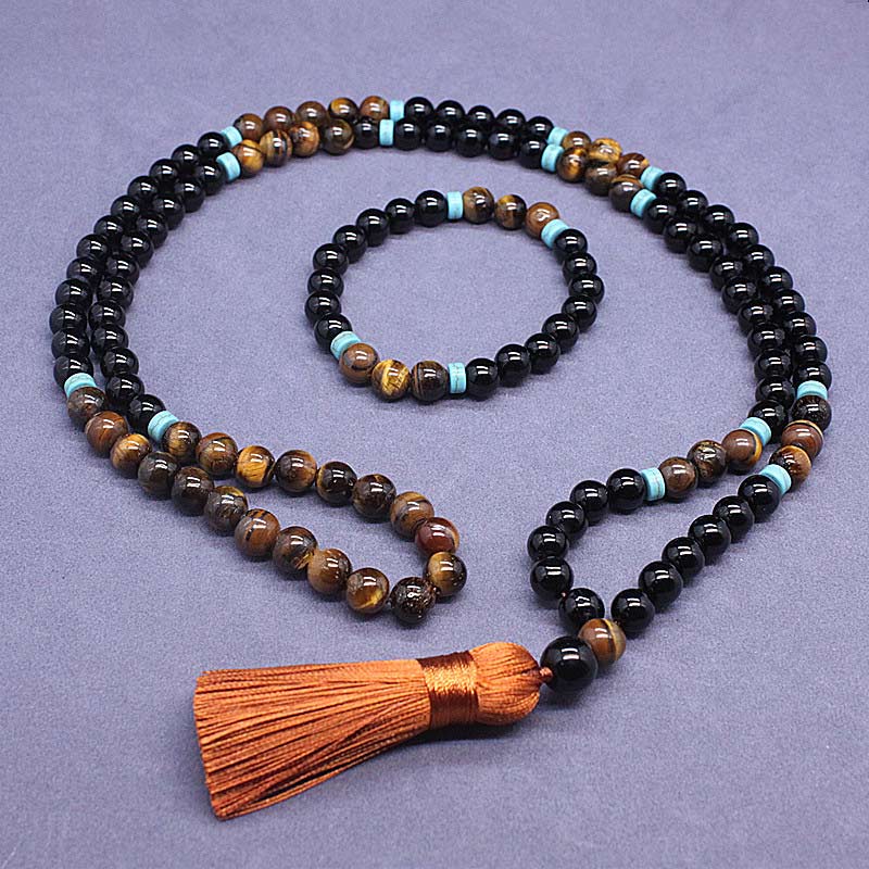 Mocoer Tibetan Black Onyx Peaceful Mala Set - Mocoer