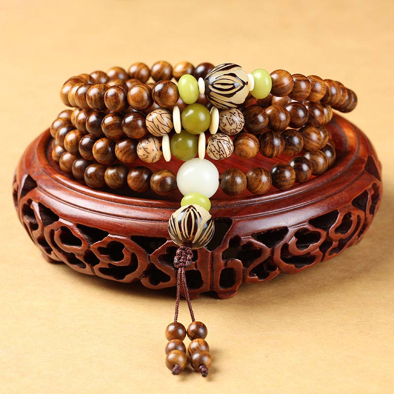 Mocoer Tibetan Rosewood Mala Protection Calm Bracelet - Mocoer