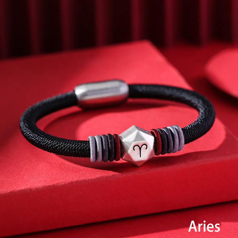 Mocoer 999 Sterling Silver 12 Constellations of the Zodiac Blessing Handmade String Bracelet - Mocoer