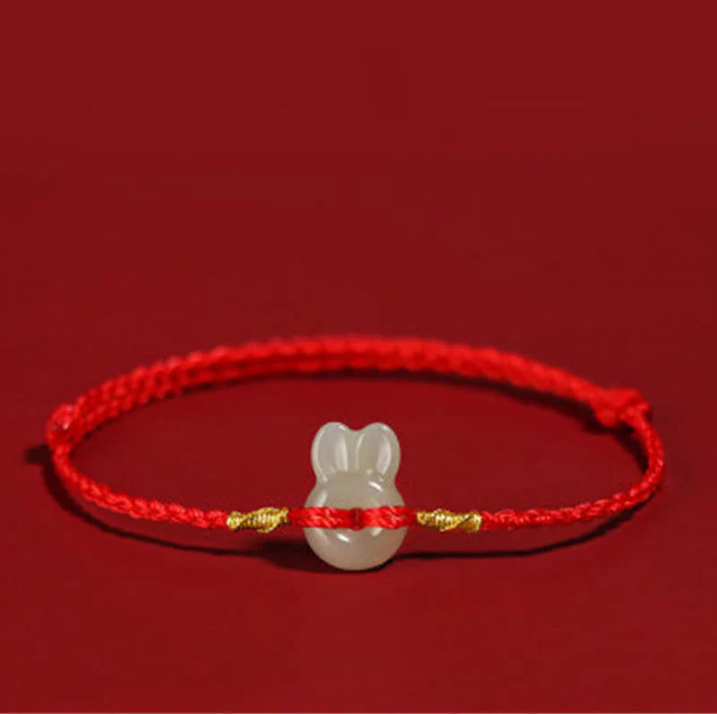Mocoer Hetian Jade Cute Rabbit String Luck Bracelet - Mocoer