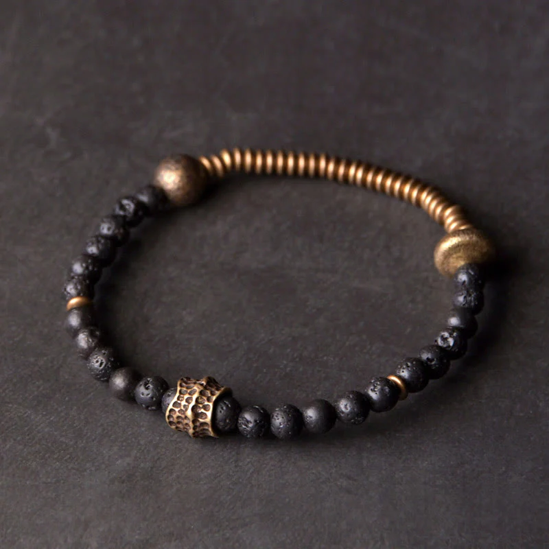 Mocoer Support Healing Lava Rock Beads Copper Bracelet - Mocoer